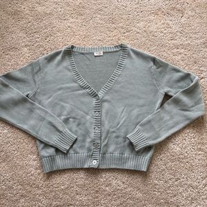 Sage Green Cropped Cardigan.